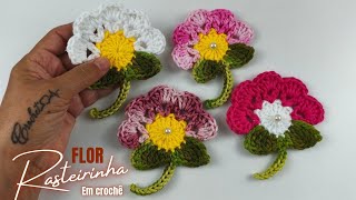 Flor rasteirinha em crochê