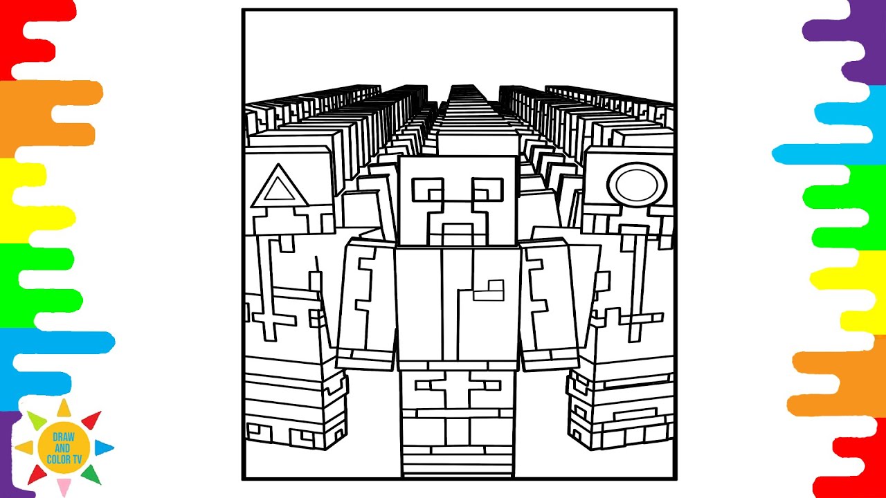 Squid Game in Minecraft Coloring Pages | Squid Game Coloring | Minecraft Coloring