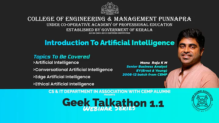 Introduction to Artificial Intelligence  | Geek Talkathon 1.1 | Manu Raj K M