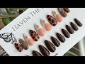 HOW TO : Press On Nail Tutorial, tortoise shell, aura, cut out french tip | HavenTheBrand✨