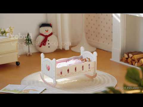 ROBUD Baby Wooden Doll Crib WRP01
