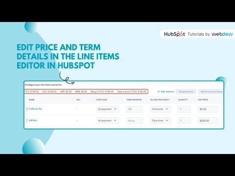 How to edit price and term details in the line items editor in HubSpot