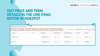 How to edit price and term details in the line items editor in HubSpot