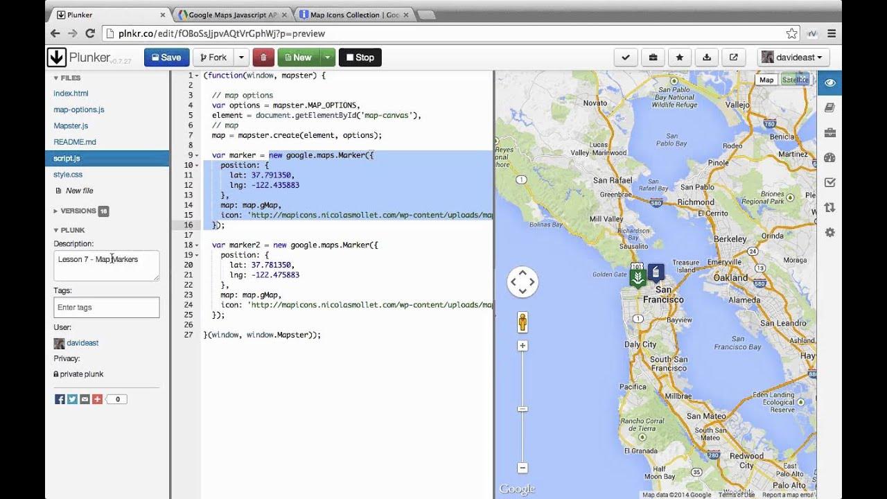 Custom Interactive Maps with the Google Maps API 07 Map Markers - YouTube
