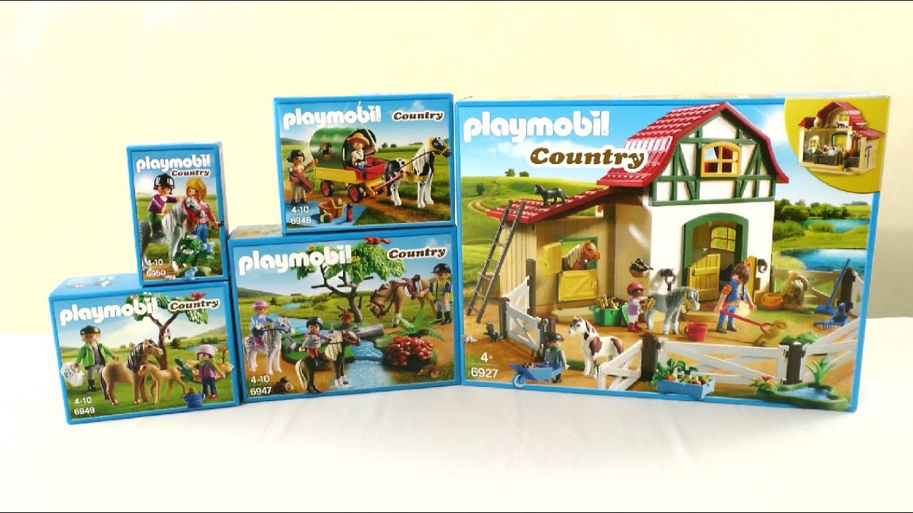 Playmobil unboxing : The pony club (2016) - 6927, 6947, 6948, 6949, 6950 