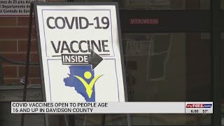 Davidson County now offering vaccine appointments to anyone who meets age requirements