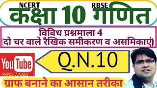 Q.N.10 विविध प्रश्नमाला 4 (दो चर वाले रैखिक समीकरण एवं असमिका ) कक्षा 10 गणित हिंदी माध्यम class10th