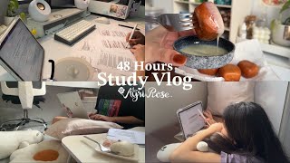 48 Hours Study Vlog: productive studying, cramming for finals, snacks, skincare, introvert life