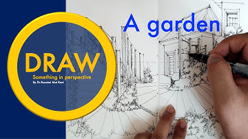 Perspective Drawing : How to draw a garden in multi point perspective? #shorts