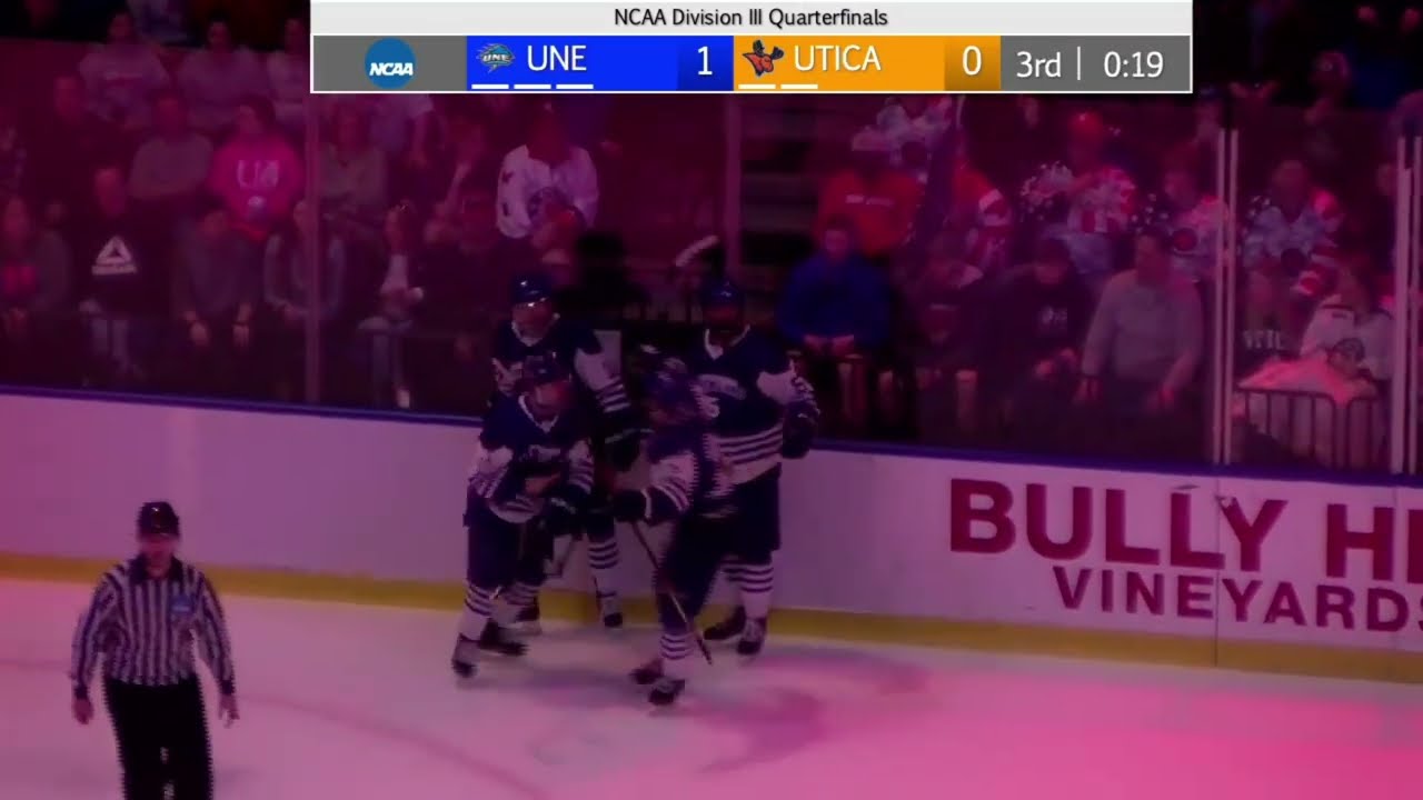 UNE Men's Ice Hockey: Highlights from 2-0 win at Utica in NCAA Quarterfinal