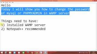 To change password of MYSQL or PHPMYADMIN in WAMP server