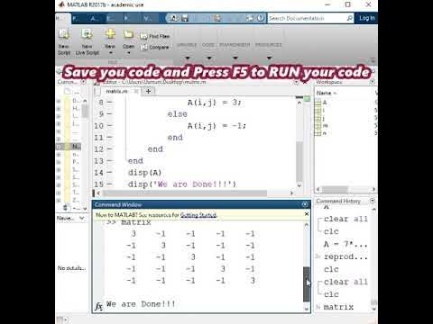 How to create Matrix in MATLAB using for loop & if-else statement | # ...