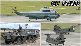 President Trump's helicopters assemble in Geneva before taking to the skies as armored cars roll out