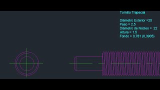 Clase AutoCAD: Rosca Trapecial 2D (10 oct)