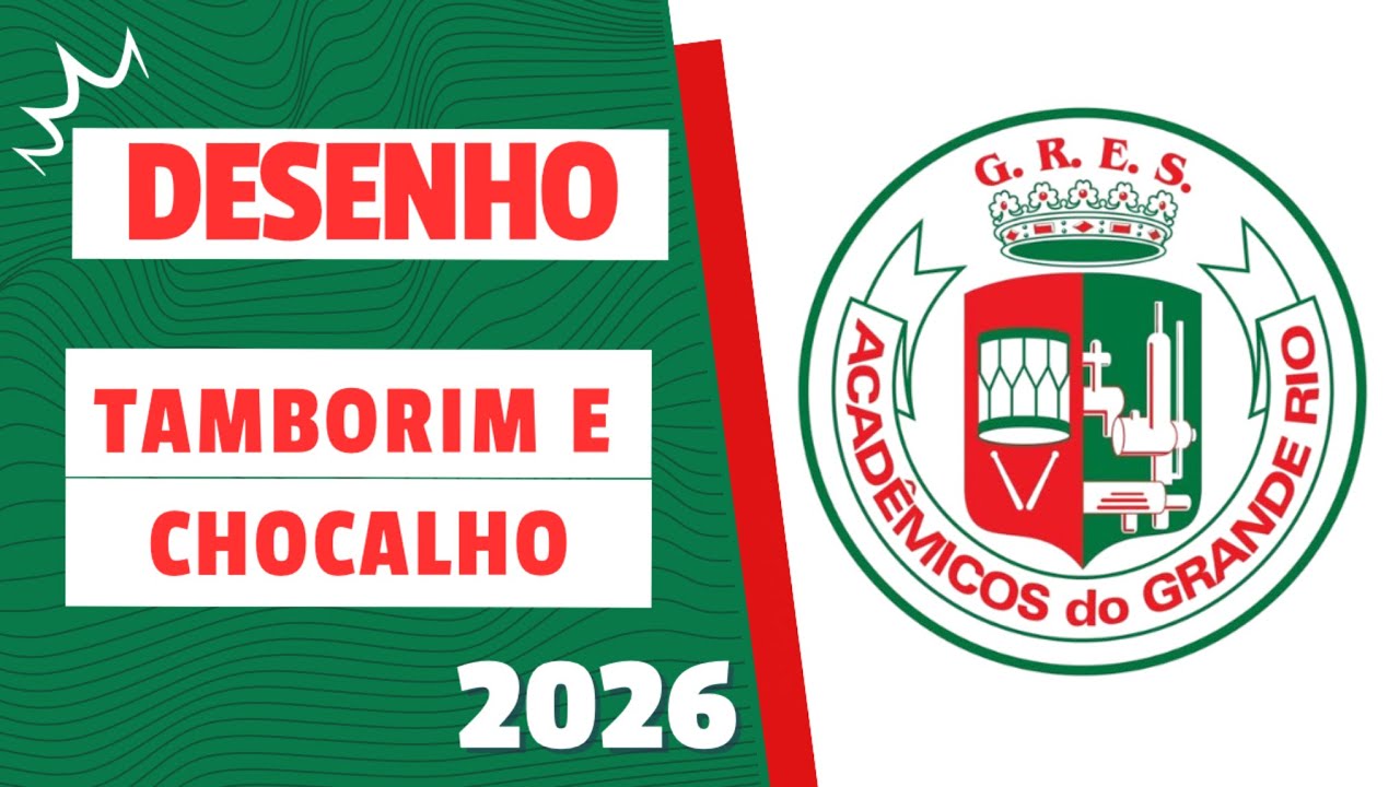 Desenho de Tamborim e Chocalho - Grande Rio 2026.