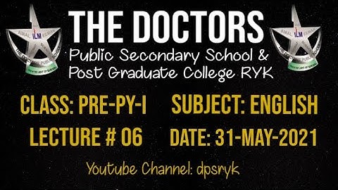 Class Pre-Py-1 English Lecture # 6 [31-May-2021] dpsryk