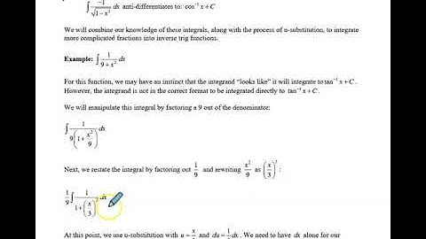 Unit 6 Day 2 Video 1 Integrating to Inverse Trig Functions