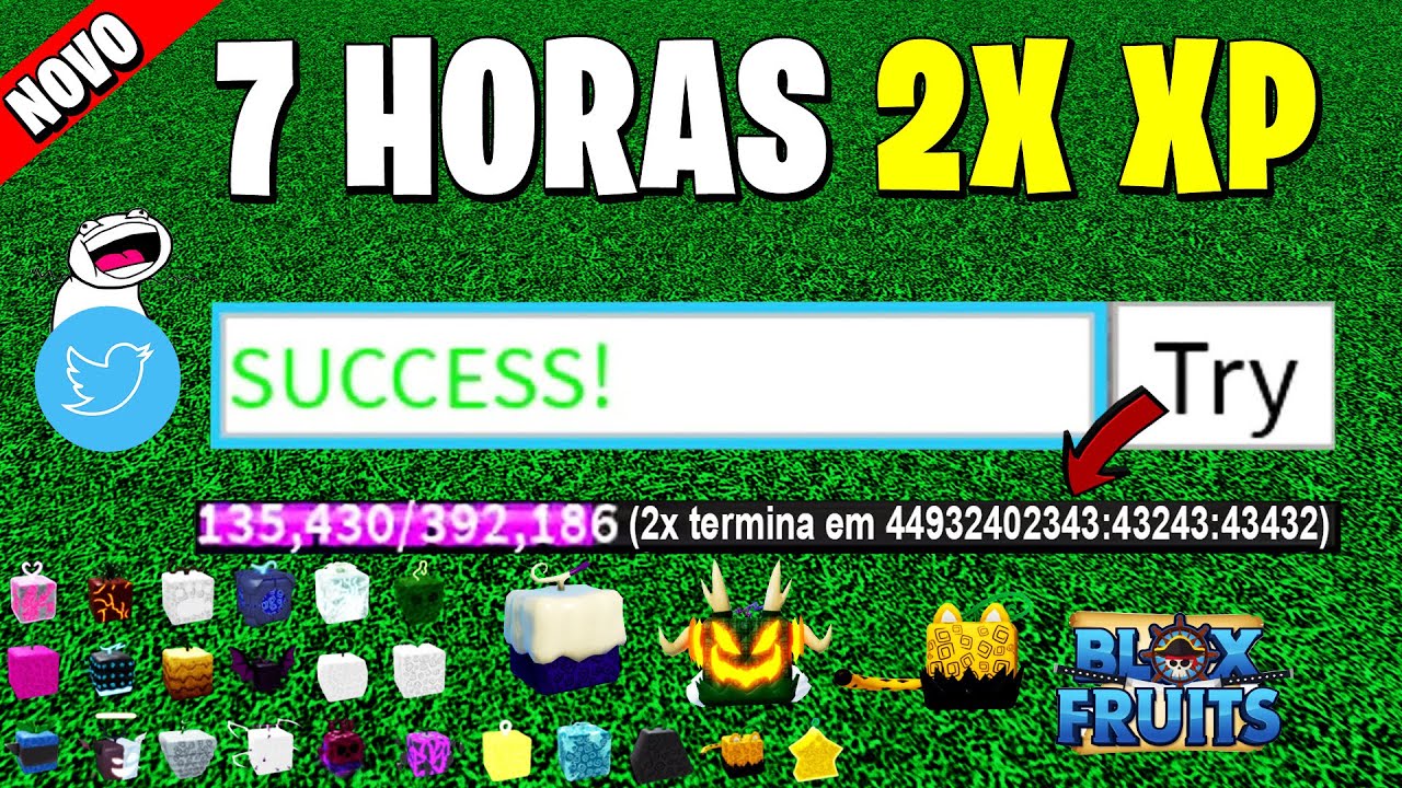 CORRE!! CÓDIGO 7 HORAS 2X DE XP PARA INICIANTES NO BLOX FRUITS code blox  fruits (roblox) 