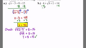 Algebra 1: 10.4 Notes: Example 2 - Solve a Radical Equation