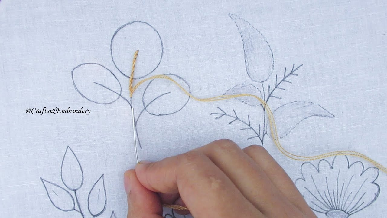 Hand embroidery leaves design for hoop art | Easy Leaf embroidery ...