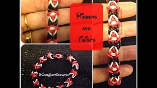 Ribbons and Twists bracelet tutorial (hook only) rainbow loom bands