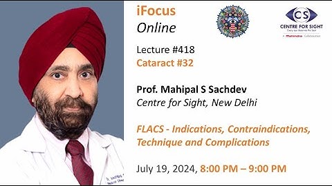 Indications, Contraindications, Technique & Complications- Prof Mahipal Sachdev, Fri,July 19, 8:00PM