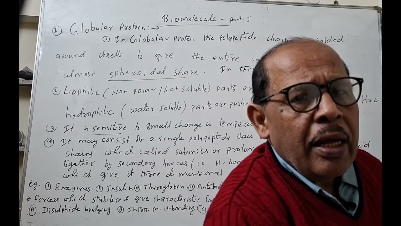 Globular Protein - Biomolecules Part J, Chemistry Class 12th by S K Choudhary Sir