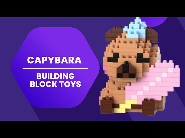 Set De 2 Bloques De Construcción Capibara Con Flores – Incluye Rosa Y Tulipán, Con Cúpula Antipolvo, Regalo Creativo Para Adultos Y Niños +14