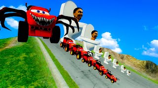 BeamNG Driveでデカい＆小さいスキビディトイレ vs ライトニング・マックィーンとカメラマン screenshot 4