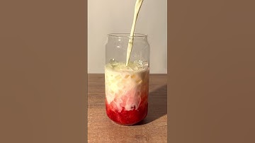 Strawberry Iced Latte 🍓☕️✨Recipe in the comments.  #coffee #homecafe #icedlatte