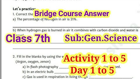Bridge Course Class 7th Sub Gen Science Answer Activity no 1 to 5 Day 1 to 5@shortanswer8213