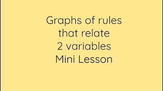 Graphs of rules that relate 2 variables mini lesson