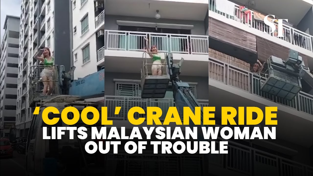 马来西亚女子被锁在门外后租用起重机“闯入”家中 – YouTube