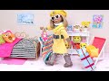 Baby Doll packing travel bags with Yellow clothes! WIll they fit? Play Toys story for kids