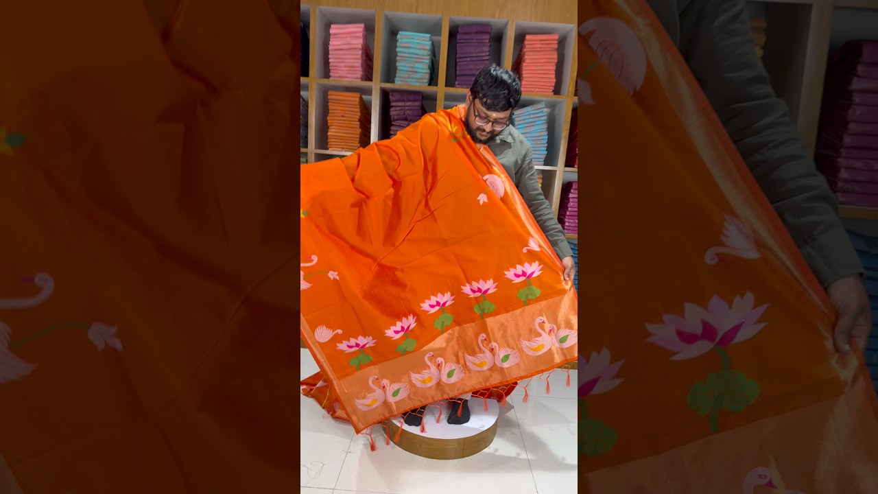 Most Trending Swan Lotus Khadi Raw SIlk Paithani Saree