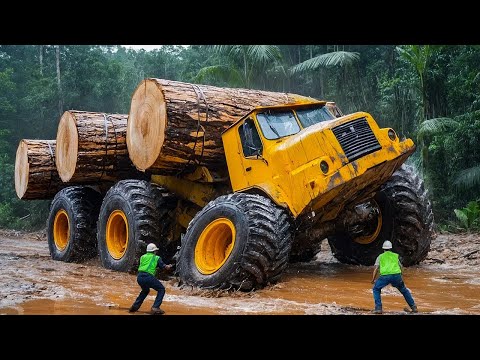 Most Dangerous Logging Truck Driving Skills | Fastest Tree-Cutting Chainsaw Machines! #4