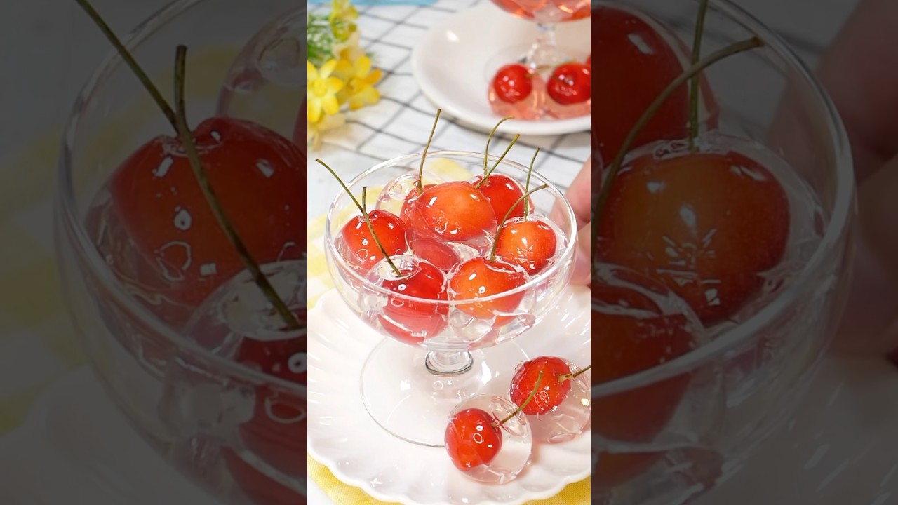 百均の製氷皿でこの美しさ!?まるごとさくらんぼゼリー #簡単レシピ #food #料理 #recipe