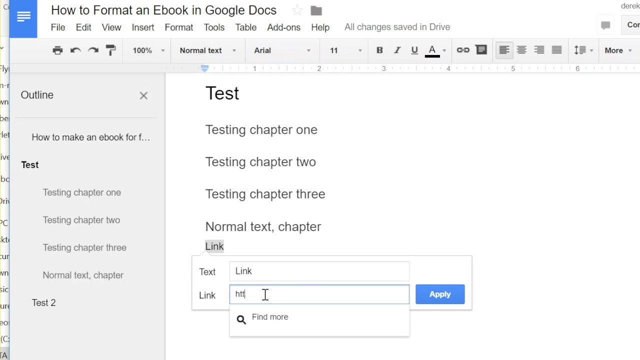 How to write and publish an ebook with Google Docs (outline feature)