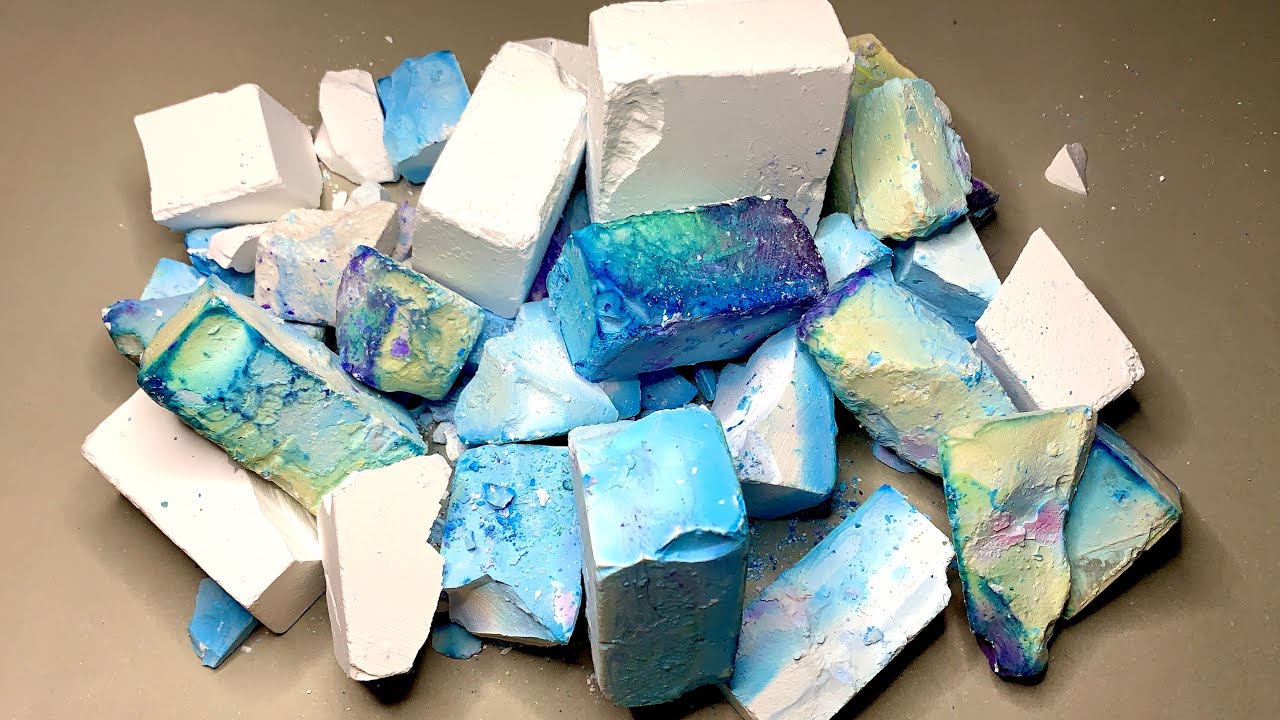Satisfying 12 Block Dyed Gym Chalk Crumble ASMR | Gholibn Gym Chalk ...