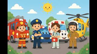 Community Helpers for Kids | Firefighter, Police Officer, Paramedic & Rescue Pilot | Nursery Rhyme