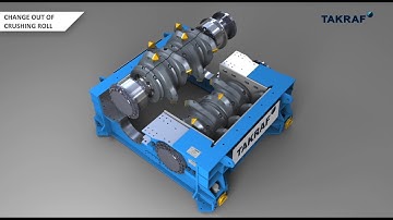 Video animation of the replacement of an entire crushing roll in a TAKRAF X-TREME Class Sizer