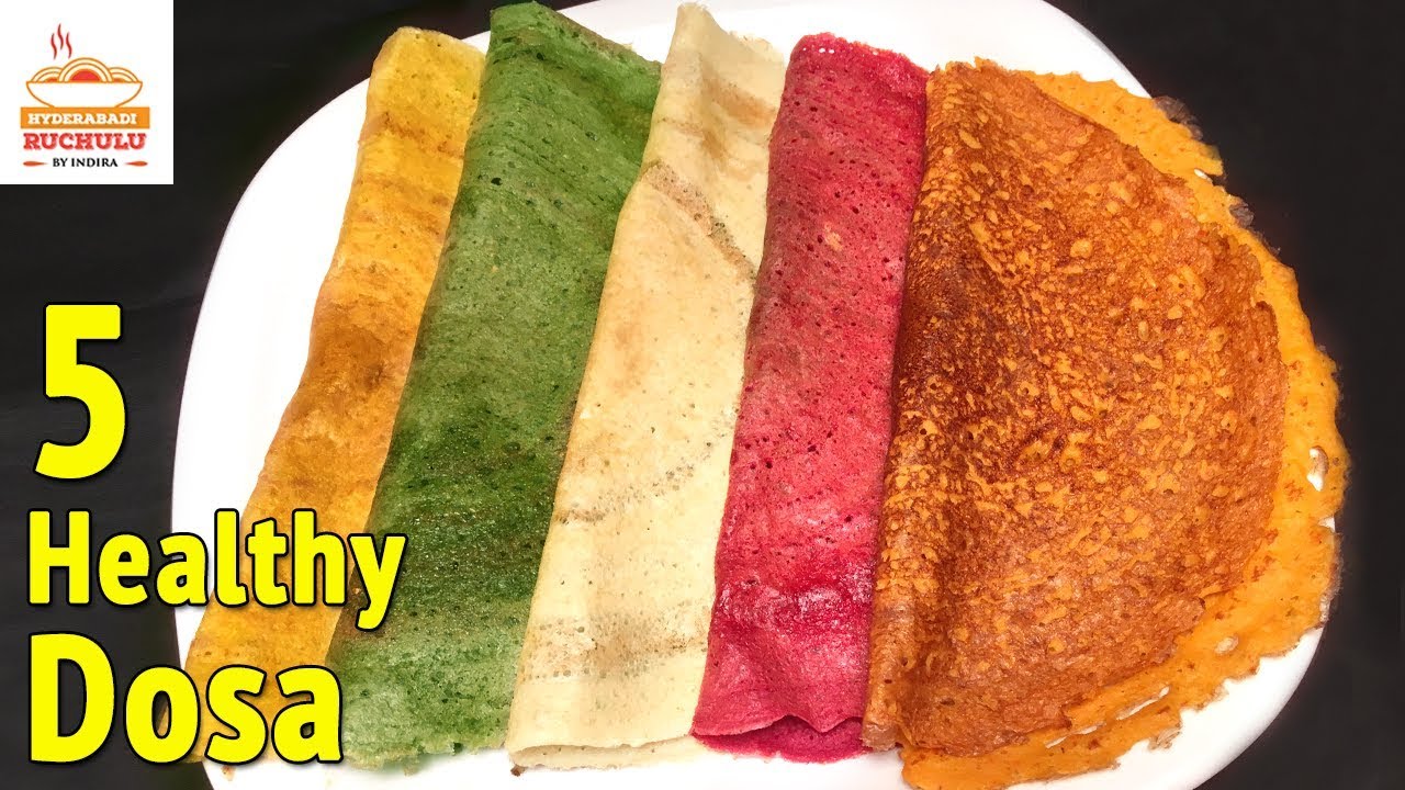 5 Dosa Recipes | Kids Lunch Box Recipes | Dosa Varieties in Telugu | Healthy Dosa Recipes | Hyderabadi Ruchulu