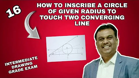 How to inscribe a circle of given radius | Intermediate drawing grade exam | suhaas bhoir