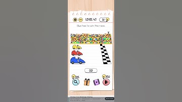Brain test Level 47 blue has to win the race Walkthrough
