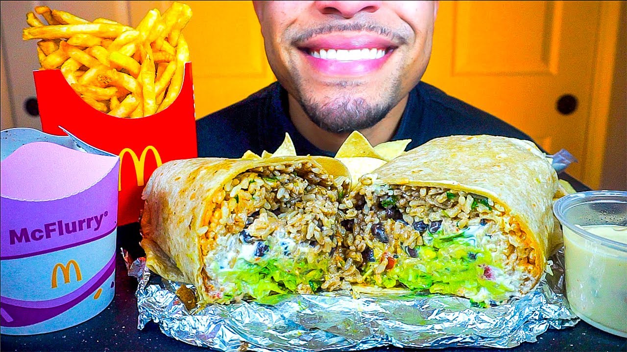 ASMR MCDONALD'S CHIPOTLE MUKBANG CHIPS AHOY MCFLURRY BURRITO QUESO CHIPS FRIES *BIG BITES JERRY