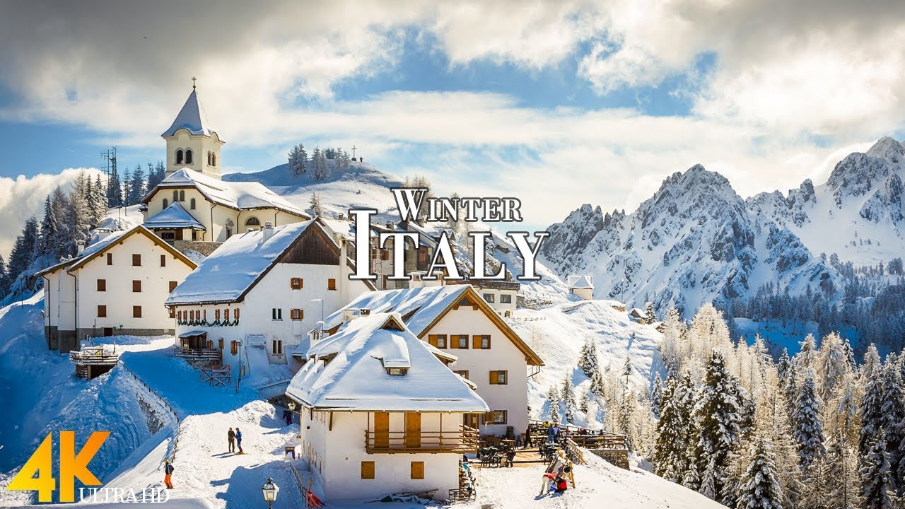 Winter Italy 4K Ultra HD • Stunning Footage Italy, Scenic Relaxation Film with Calming Music.