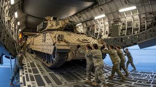 Massive Airlift! U.S. Air Force Female Crew Load Armored Vehicles into C-17