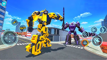 Futuristic Yellow Robot Car Transform & Fight Game 2025 - Android Gameplay