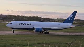 Star Air Operated by Maersk Air Cargo B767- 204(BDSF) OY-SRH in a beautiful sunset in EDI #aviation