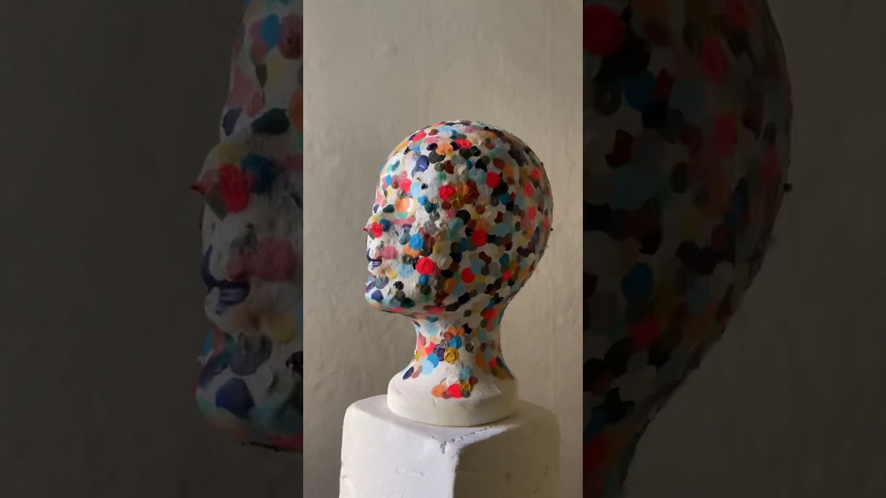 Rainbow Paint Dots on Foam Mannequin Head 🌈 